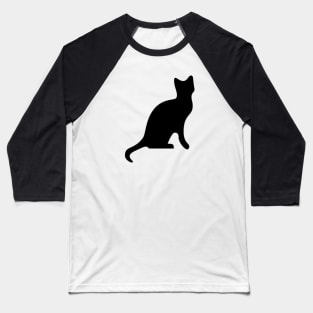 Black Cat Smooth Silhouette Cut Out Baseball T-Shirt